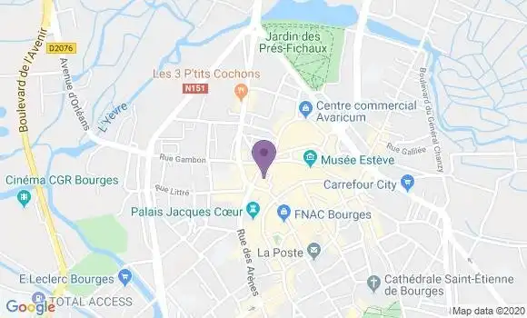 Localisation Société Générale Agence de Bourges Centre