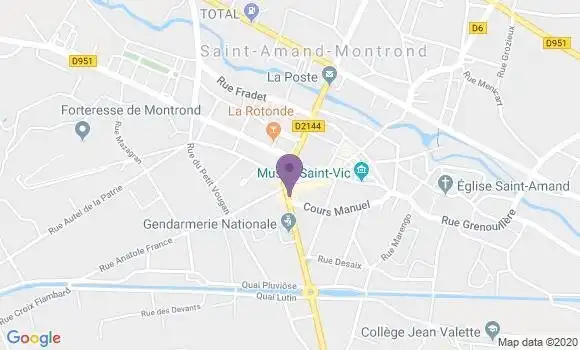 Localisation Société Générale Agence de Saint Amand Montrond