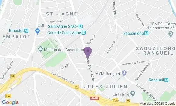 Localisation LCL Agence de Toulouse Rangueil