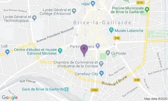 Localisation Société Générale Agence de Brive la Gaillarde