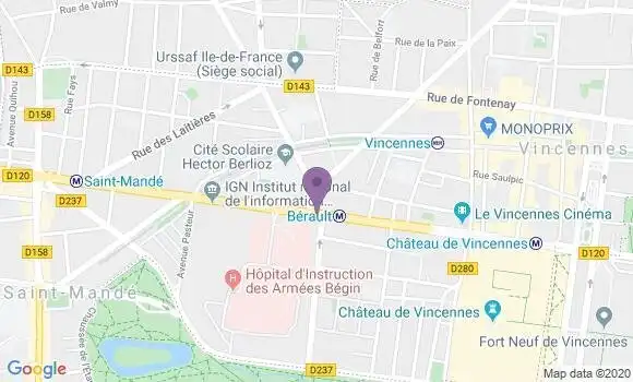 Localisation LCL Agence de Vincennes Berault