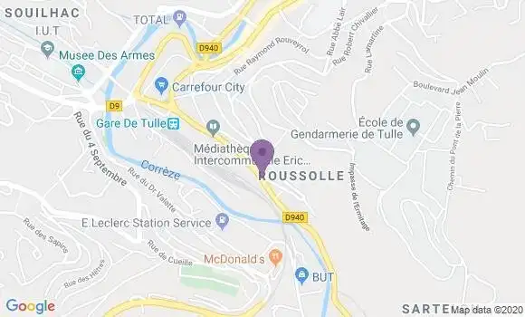 Localisation Société Générale Agence de Tulle Gare