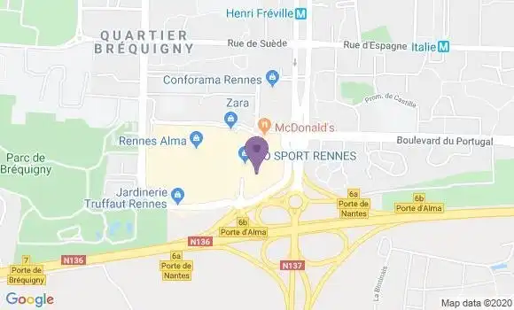 Localisation LCL Agence de Rennes Alma