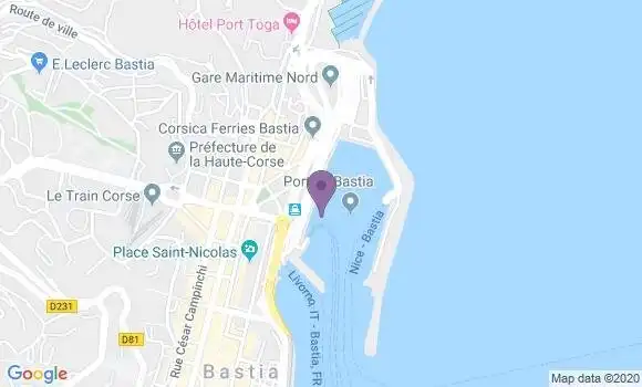 Localisation Société Générale Agence de Bastia Fango
