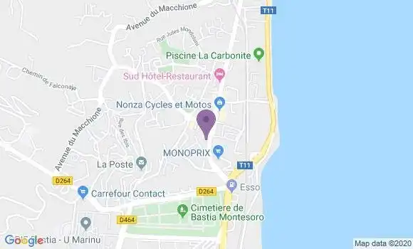 Localisation Société Générale Agence de Bastia Lupino