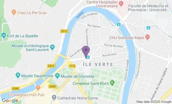 Localisation LCL Agence de Grenoble Ile Verte