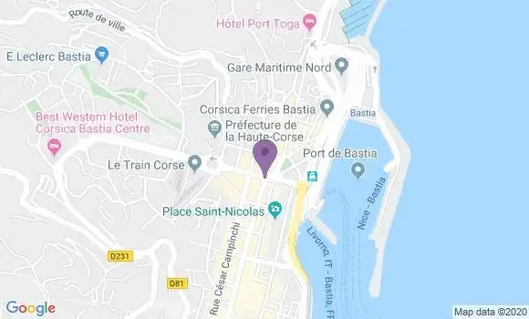 Localisation Société Générale Agence de Bastia Saint Nicolas