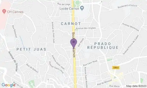Localisation LCL Agence de Cannes Carnot