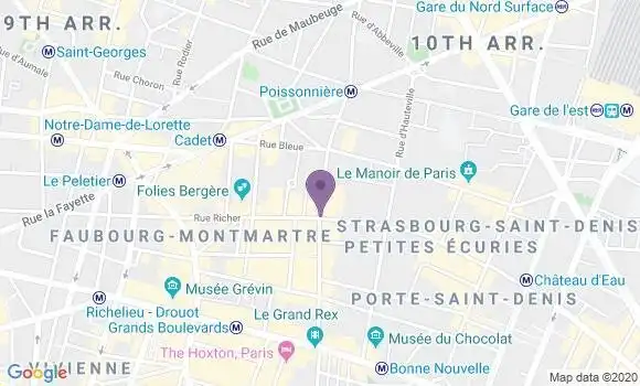 Localisation LCL Agence de Paris Faubourg Poissonnière