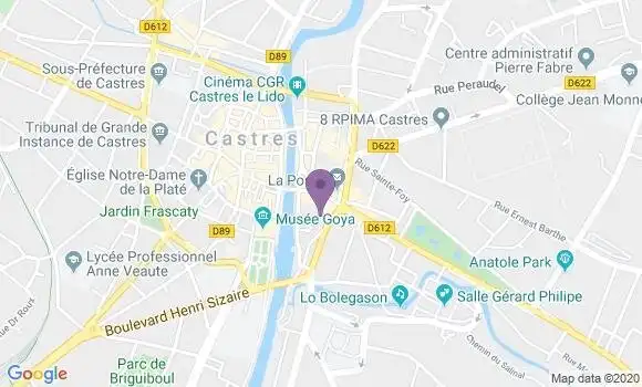 Localisation Société Générale Agence de Castres Vittoz