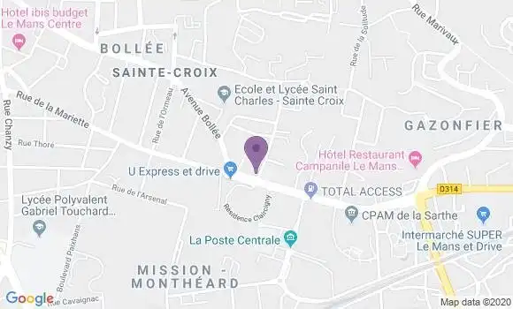 Localisation Société Générale Agence de Le Mans Bollée