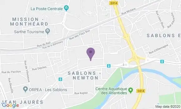 Localisation Société Générale Agence de Le Mans Sablons