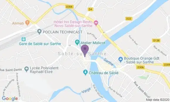 Localisation Société Générale Agence de Sable sur Sarthe