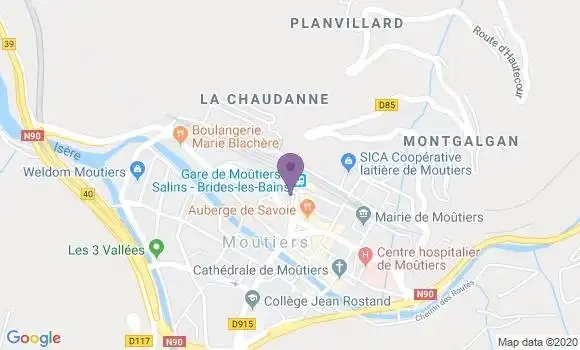 Localisation Société Générale Agence de Moûtiers