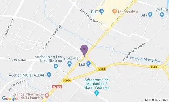 Localisation Société Générale Agence de Montauban Aussonne