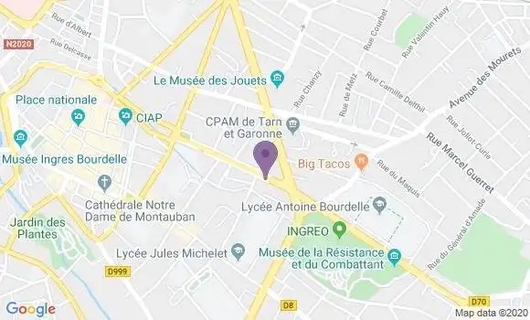 Localisation Société Générale Agence de Montauban Terrasses