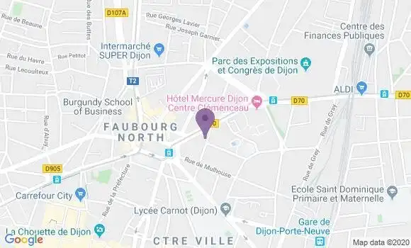 Localisation Société Générale Agence de Dijon Clémenceau