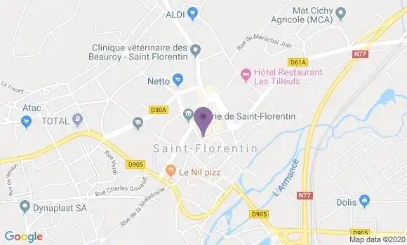 Localisation Société Générale Agence de Saint Florentin