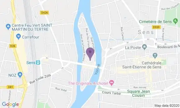 Localisation Société Générale Agence de Sens Rive Gauche