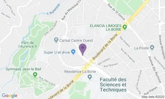 Localisation Société Générale Agence de Limoges Aurence