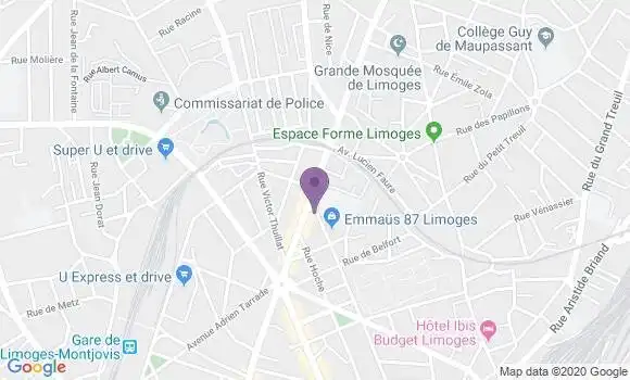 Localisation Société Générale Agence de Limoges Carnot