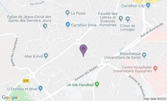 Localisation Société Générale Agence de Limoges Roussillon