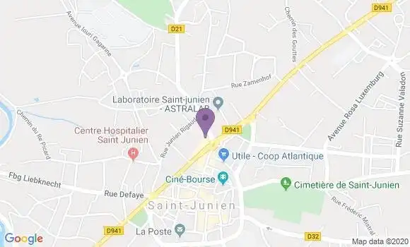 Localisation Société Générale Agence de Saint Junien