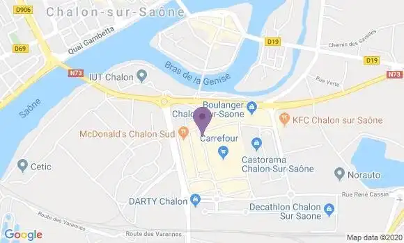 Localisation Société Générale Agence de Châlon sur Saône Sud