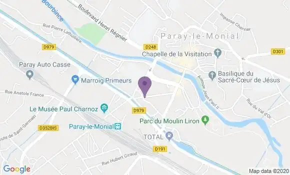 Localisation Société Générale Agence de Paray le Monial