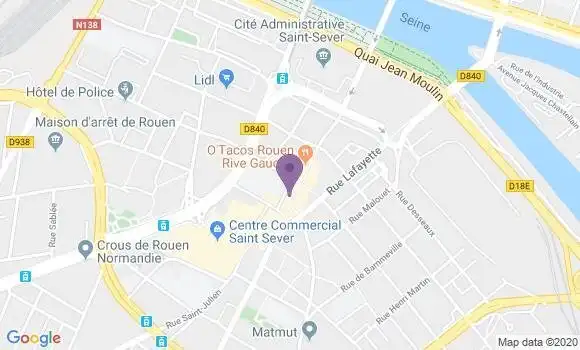 Localisation Société Générale Agence de Rouen Saint Sever