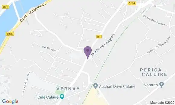 Localisation Société Générale Agence de Caluire et Cuire le Vernay