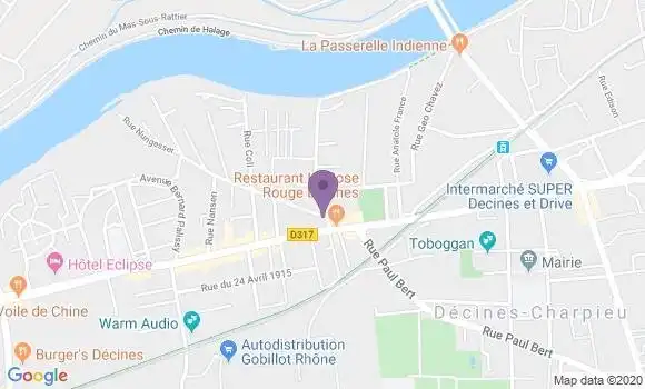 Localisation Société Générale Agence de Décines Charpieu