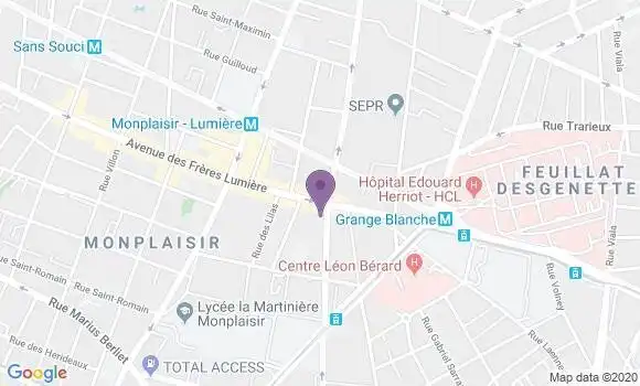 Localisation Société Générale Agence de Lyon Monplaisir