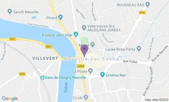 Localisation Société Générale Agence de Neuville sur Saône