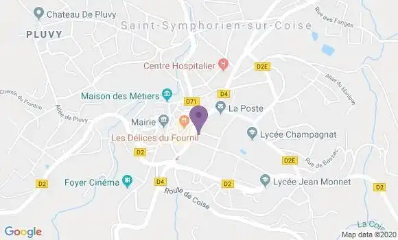 Localisation Société Générale Agence de Saint Symphorien sur Coise