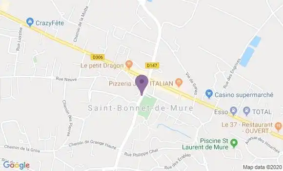 Localisation Société Générale Agence de Saint Bonnet de Mûre