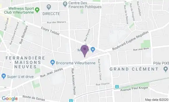 Localisation Société Générale Agence de Villeurbanne Grandclément