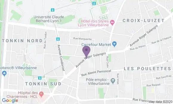 Localisation Société Générale Agence de Villeurbanne Château Gaillard