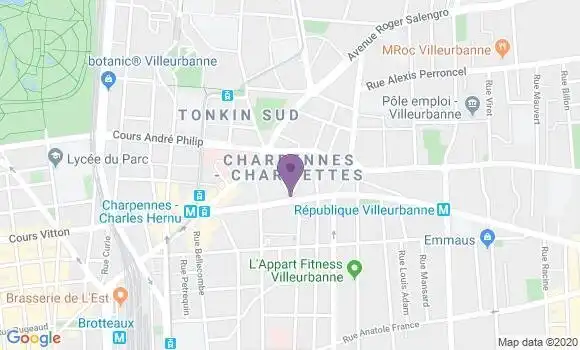 Localisation Société Générale Agence de Villeurbanne Charpennes