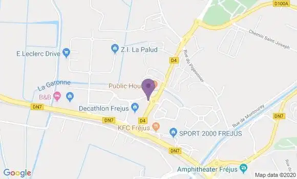 Localisation Société Générale Agence de Fréjus la Palud