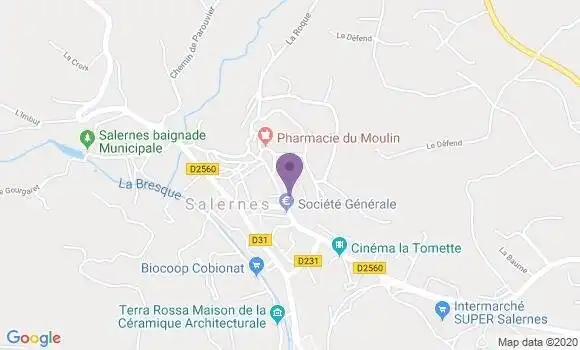 Localisation Société Générale Agence de Salernes