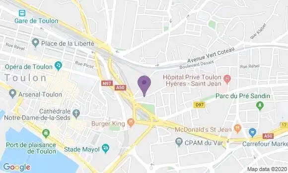 Localisation Société Générale Agence de Toulon Champ de Mars