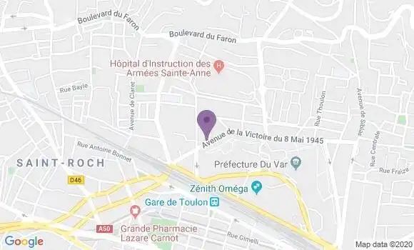 Localisation Société Générale Agence de Toulon Claret