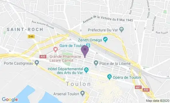 Localisation Société Générale Agence de Toulon Vauban