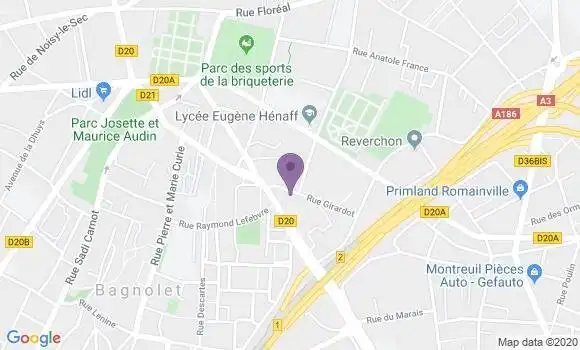 Localisation Société Générale Agence de Bagnolet