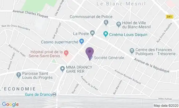 Localisation Société Générale Agence de Le Blanc Mesnil