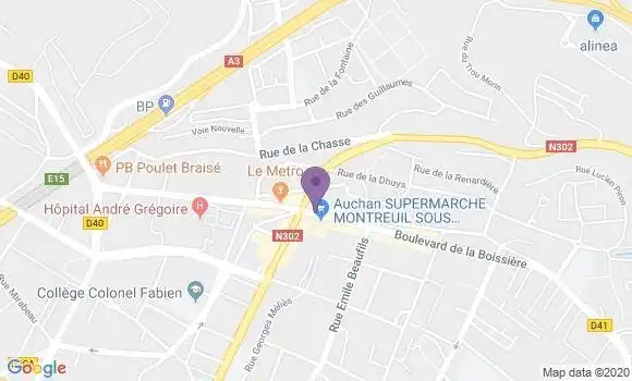 Localisation Société Générale Agence de Montreuil sous Bois Boissière