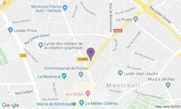Localisation Société Générale Agence de Montreuil sous Bois Paul Couturier