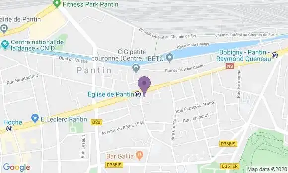 Localisation Société Générale Agence de Pantin Eglise