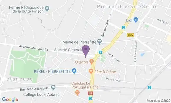 Localisation Société Générale Agence de Pierrefitte sur Seine